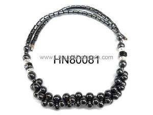 Twist Round Beads Style Stone Beads Hematite Necklace